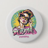 Personalisierter Retro-Mama-Pop-Art (16) Button (Vorderseite)