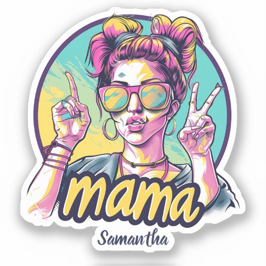 Personalisierter Retro Mama Pop Art (19) Aufkleber (Vorderseite)
