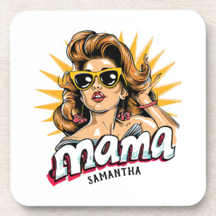 Personalisierter Retro-Mama-Pop-Art 1 Getränkeuntersetzer