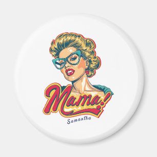 Personalisierter Retro-Mama-Pop-Art 2 Magnet