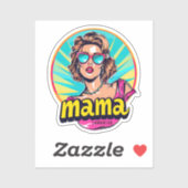 Personalisierter Retro Mama Pop Art. 3 Aufkleber (Blatt)
