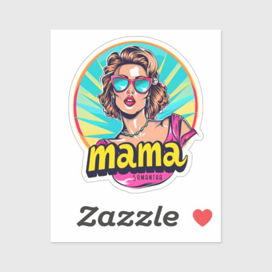 Personalisierter Retro Mama Pop Art. 3 Aufkleber (Blatt)