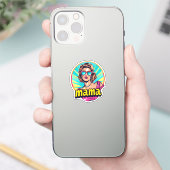 Personalisierter Retro Mama Pop Art. 3 Aufkleber (Telefon)