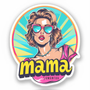 Personalisierter Retro Mama Pop Art. 3 Aufkleber