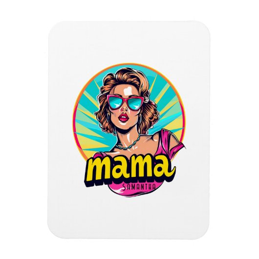 Personalisierter Retro Mama Pop Art. 3 Magnet (Vertikal)
