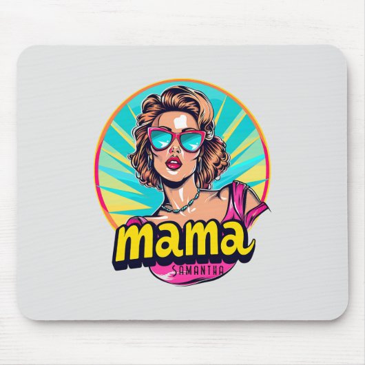 Personalisierter Retro Mama Pop Art. 3 Mousepad (Vorne)
