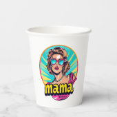 Personalisierter Retro Mama Pop Art. 3 Pappbecher (Rückseite)