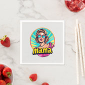 Personalisierter Retro Mama Pop Art. 3 Serviette (Beispiel)