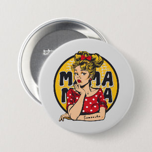 Personalisierter Retro-Mama-Pop Art. 4 Button