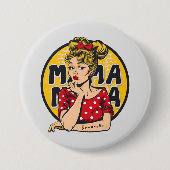 Personalisierter Retro-Mama-Pop Art. 4 Button (Vorderseite)