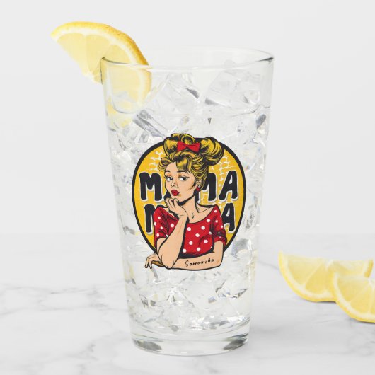 Personalisierter Retro-Mama-Pop Art. 4 Glas (Vorderseite Ice)
