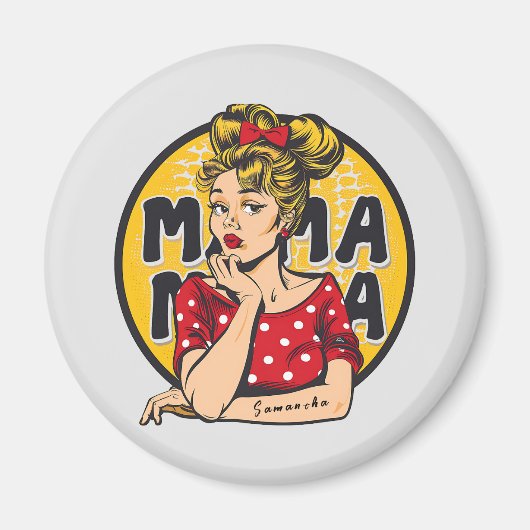 Personalisierter Retro-Mama-Pop Art. 4 Magnet (Vorne)