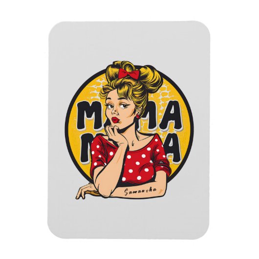 Personalisierter Retro-Mama-Pop Art. 4 Magnet (Vertikal)
