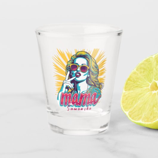 Personalisierter Retro-Mama-Pop Art. 5 Schnapsglas (Vorderseite)