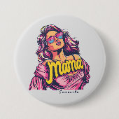 Personalisierter Retro-Mama-Pop Art. 6 Button (Vorderseite)
