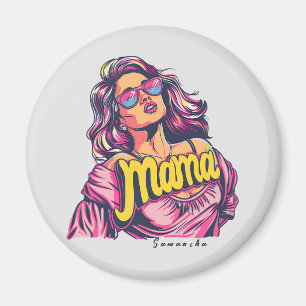 Personalisierter Retro-Mama-Pop Art. 6 Magnet