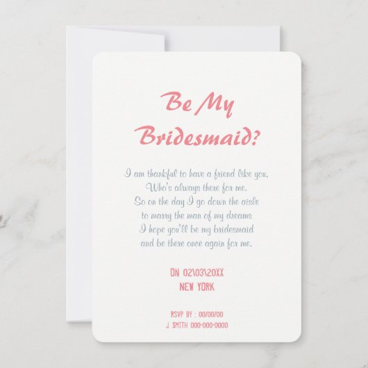 Personalisierter Retro meine Brautjungfrau/Trauzeu Einladung (Rückseite)