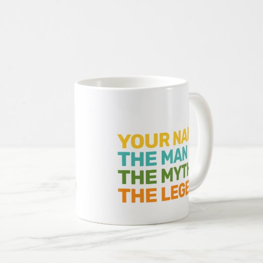 Personalisierter Retro-Name des Mannes Der Mythos Kaffeetasse (VorderseiteRechts)