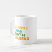 Personalisierter Retro-Name des Mannes Der Mythos Kaffeetasse (Vorderseite Links)