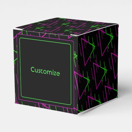 Personalisierter Retro Neon Geometric Pattern Cube Geschenkschachtel (Vorderseite)