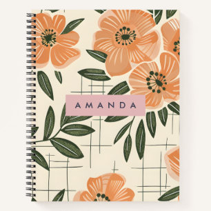 Personalisierter Retro-Orangen-Blumen-Stil Notizblock