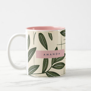 Personalisierter Retro-Orangen-Blumen-Stil Zweifarbige Tasse