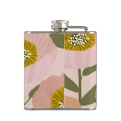 Personalisierter Retro-Pfirsich und rosa Blumensti Flachmann (Rückseite)