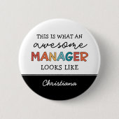 Personalisierter Retro-Phantastischer Manager Funn Button (Vorderseite)