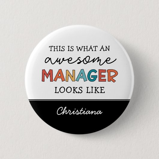 Personalisierter Retro-Phantastischer Manager Funn Button (Vorderseite)