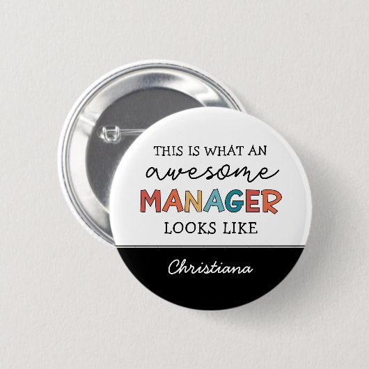 Personalisierter Retro-Phantastischer Manager Funn Button (Vorne & Hinten)