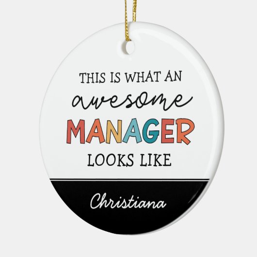 Personalisierter Retro-Phantastischer Manager Funn Keramik Ornament (Links)