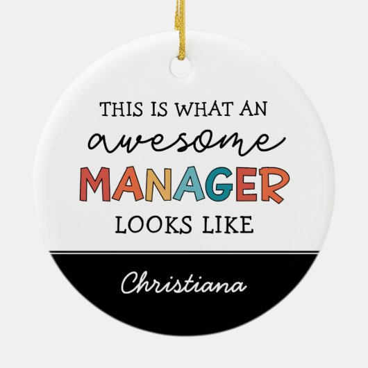 Personalisierter Retro-Phantastischer Manager Funn Keramik Ornament (Hinten)