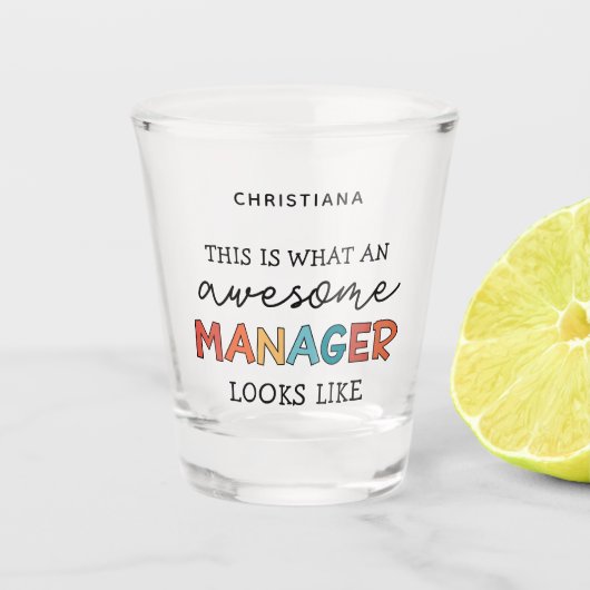 Personalisierter Retro-Phantastischer Manager Funn Schnapsglas (Vorderseite)