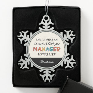 Personalisierter Retro-Phantastischer Manager Funn Schneeflocken Zinn-Ornament