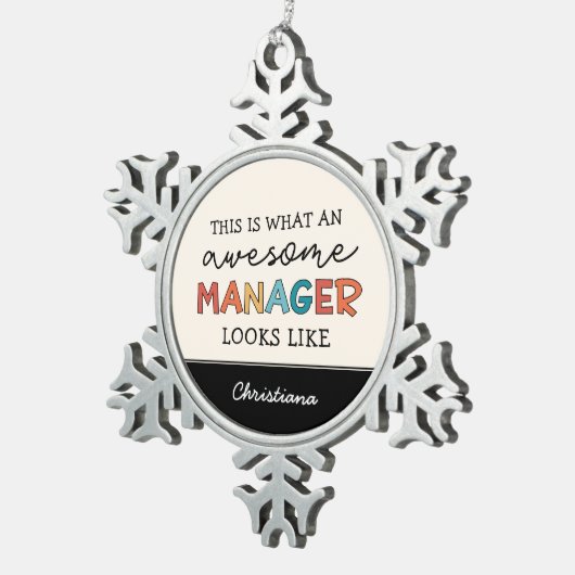 Personalisierter Retro-Phantastischer Manager Funn Schneeflocken Zinn-Ornament (Rechts)