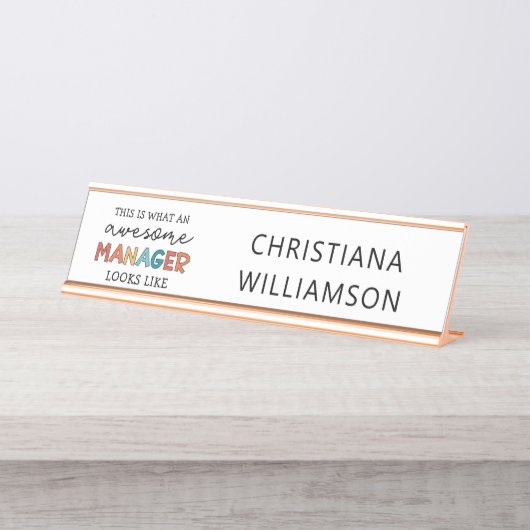 Personalisierter Retro-Phantastischer Manager Funn Schreibtischnamensplakette (Vorderseite )