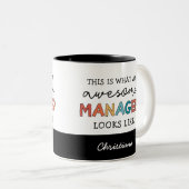 Personalisierter Retro-Phantastischer Manager Funn Zweifarbige Tasse (VorderseiteRechts)