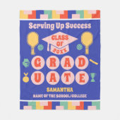 Personalisierter Retro-Pickleball-Abschluss Fleecedecke (Vorderseite)