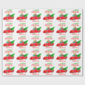 Personalisierter Retro-Pickup-Weihnachtsbaum Geschenkpapier (Flach)