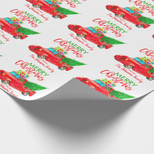 Personalisierter Retro-Pickup-Weihnachtsbaum Geschenkpapier