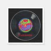 Personalisierter Retro Rock und Roll Vinyl Napkins Serviette (Vorderseite)