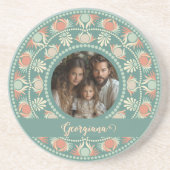 Personalisierter Retro-Sage & Sand Mandala-Foto-Ra Getränkeuntersetzer (Vorne)