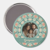 Personalisierter Retro-Sage & Sand Mandala-Foto-Ra Magnet (Vorderseite/Rückseite)