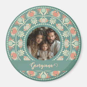 Personalisierter Retro-Sage & Sand Mandala-Foto-Ra Magnet