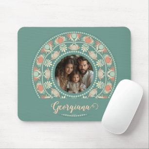 Personalisierter Retro-Sage & Sand Mandala-Foto-Ra Mousepad
