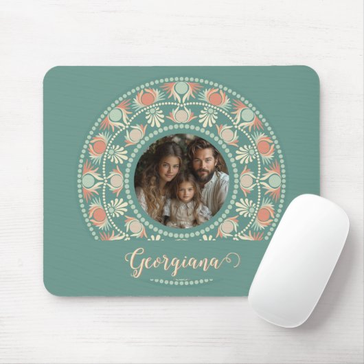 Personalisierter Retro-Sage & Sand Mandala-Foto-Ra Mousepad (Mit Mouse)