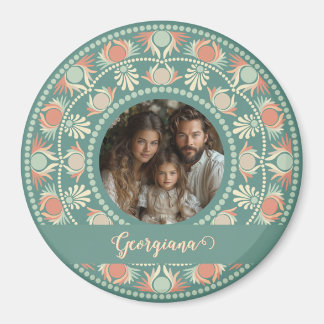 Personalisierter Retro-Sage- und Sand-Mandala-Foto Magnet
