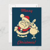 Personalisierter Retro Santa mit Meldung Feiertagspostkarte (Vorne/Hinten)