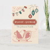 Personalisierter Retro-Schlitten Weihnachten (Vorderseite)