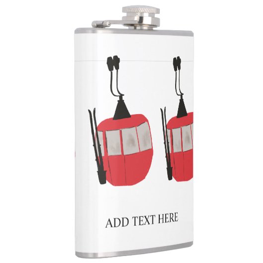 Personalisierter Retro-Skilift, Skipiste - Berg Flachmann (Rechts)